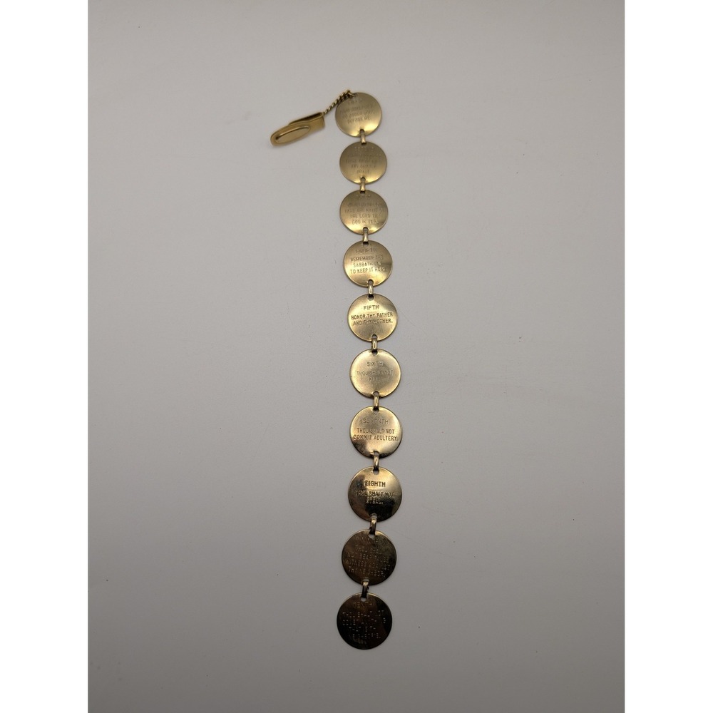 Vintage‎ Gold Tone Ten Commandments Medallion Charm Bookmark Religious Christian
